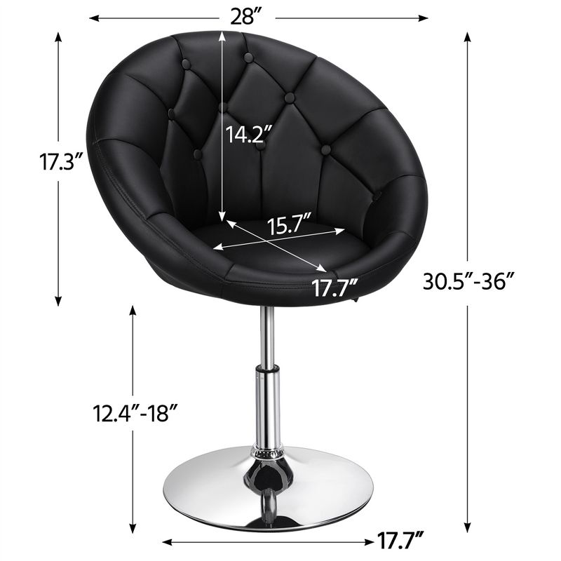 Yaheetech Height Adjustable Swivel Upholstered Round Accent Chair Barrel Chair, 4 of 10