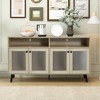 Parrot Uncle 56 in. Beige Farmhouse TV Stand with Storage TV Table Top - 2 of 4
