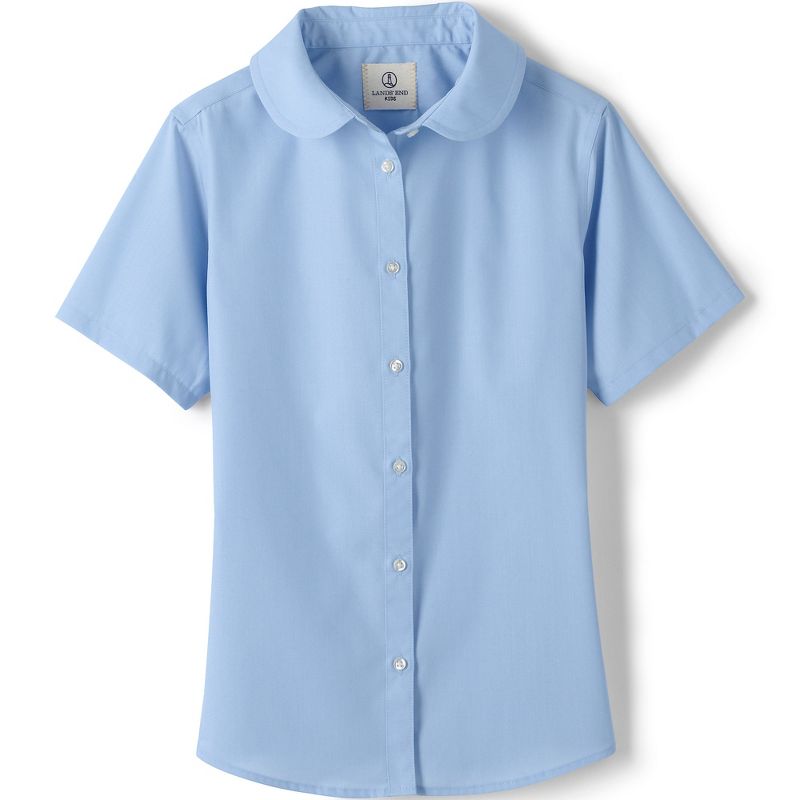 Lands' End School Uniform Kids Short Sleeve Peter Pan Collar Broadcloth Shirt, 1 of 6