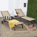 Costway 2PCS Outdoor Patio Lounge Chair Chaise Recliner Aluminum Fabric Adjustable Brown\Black
