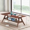 Vynxaria Mid-Century Modern Wood Coffee Table with Shelf - Stylish & Functional - 2 of 4