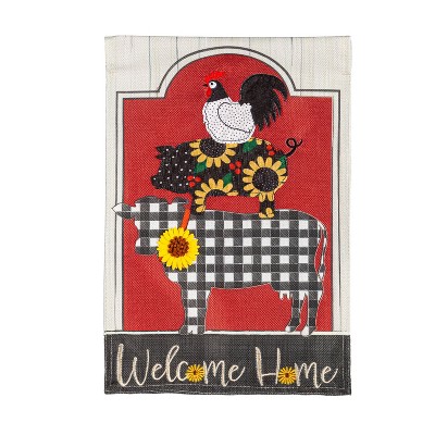 Evergreen Farm Friends Burlap Garden Flag 12 x 18 Inches Indoor Outdoor Decor