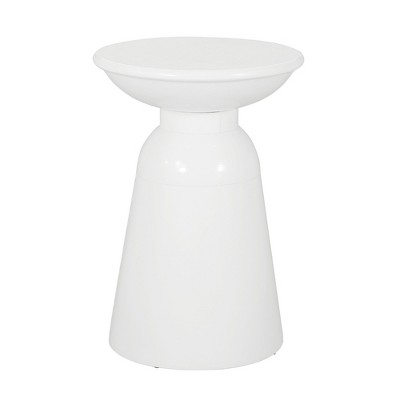 Maggift Patio End Tables Accent Side End Table for Outdoor and Indoor, Garden, Backyard Use, Special Design, White, 15"*15"*20.75"