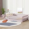 Whisen Twin Bed & Rubber Wood Floor Bed with Fence without Door, Multi - Functional Floor Bed for Kids' Sleep & Play - 2 of 4