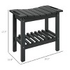 Waterproof Storage Shelf Bench, Black HDPE Shower Stool with Handle & Non-Slip Pads for Indoor Outdoor Bathroom-3irtyhousy - 4 of 4