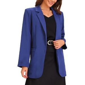 Allegra K Women's Long Sleeve Open Front Business Work Suit Blazer with Pocket - 1 of 4