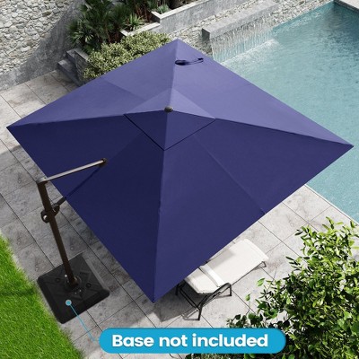 Crestlive Products 11FT Square Cantilever Umbrella Outdoor 360 Degree Rotation Offset Umbrella 6 Heights Adjustable Cantilever Patio Umbrella