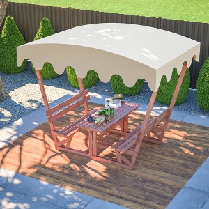 Lycvki Outdoor Waterproof Solid Wood Picnic Table and Bench Set with removable canopy - 1 of 4