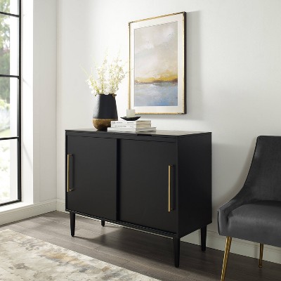 Everett Matte Black Mid-Century Modern Media Console with Storage