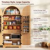 Angel Sar 72" Arched Pantry Cabinet, Fluted Door Storage with 8 Adjustable Door Shelves and Hidden Drawer, Natural - 4 of 4