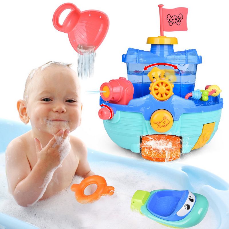Fun Little Toys Pirate Ship Bath Toy Set, 1 of 8