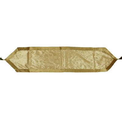 Northlight 72" Gold Colored Glitter Swirl Christmas Table Runner with Velveteen Trim