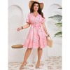 BLUEMING Plus Size Womens Dresses V Neck Floral Flutter Sleeve Midi Surplice Dress Waist Belted Floral Tie Waist Dress Bell Sleeve Dress Flowy Dress - 4 of 4