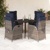 vidaXL 5-Piece Patio Dining/Lounging Set - Gray Poly Rattan with Navy Cushions, Adjustable Reclining Chairs, Tempered Glass Top Table - 2 of 4