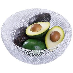 Metal Wire Woven Fruit Storage Bowl Basket for Kitchen, Large Black Mesh Fruit Stand, for Apple, Pineapple, Banana, Orange, Lemon, Pear (White) - 1 of 4