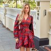 Women's Red Tartan Plaid Blouson Sleeves Wrap Dress - Cupshe - 4 of 4