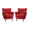 Set of 2 Dittmar Mid Century Club Chair with Wingback and Button-tufted Design  | ARTFUL LIVING DESIGN-RED - 2 of 4