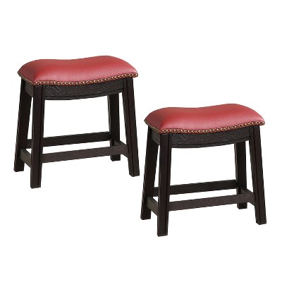 Simple Relax Set of 2 PU Upholstered Barstools with Nailhead Trim