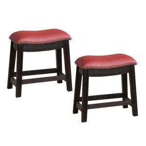 Simple Relax Set of 2 PU Upholstered Barstools with Nailhead Trim - 1 of 4