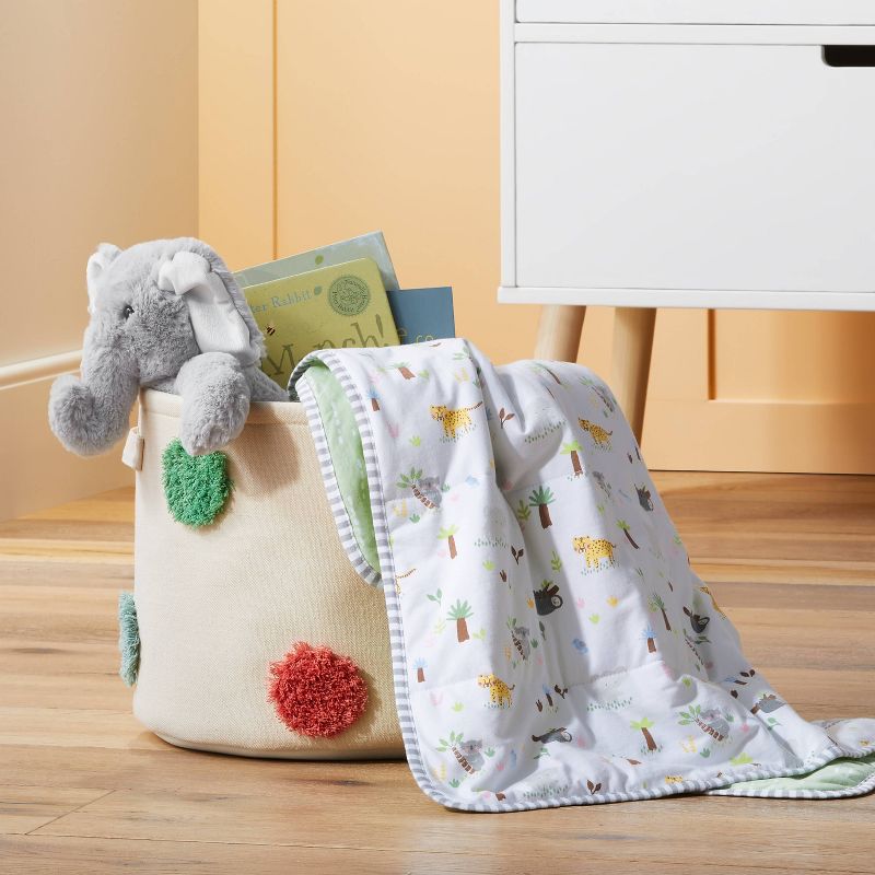 Jersey Knit Reversible Baby Blanket Jungle Animals - Cloud Island&#8482; Gray/Green, 3 of 7