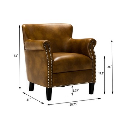 Traditional Holly Red Leather Gel Club Chair with Wood Accents