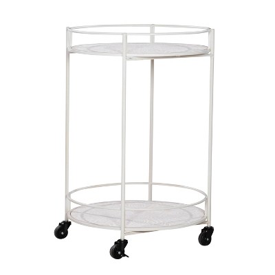 Perry Medallion Rolling Cart White - Linon