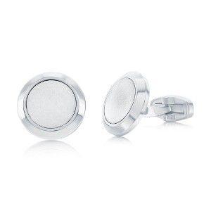 Metallo Stainless Steel, Brushed & Polished Cuff Links - Silver - 1 of 4