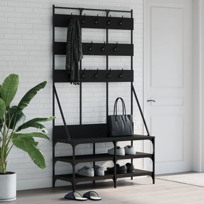 VidaXL Clothes Rack with Shoe Storage Black 39.4"x15.7"x72.4"