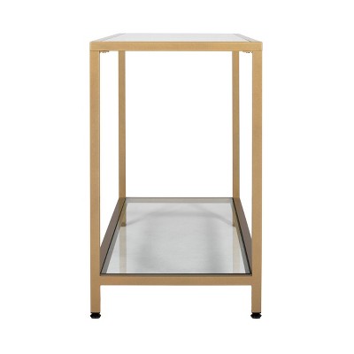 47" Gold Metal and Glass Console Table with Storage