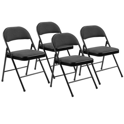 Set of 4 Fabric Padded Folding Chairs Black - Hampton Collection