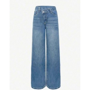 TIME HOLLOW Blue Casual Straight Leg Denim Pants - 1 of 3