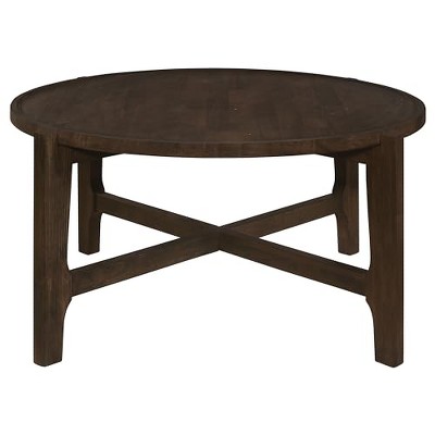 Round Dark Brown Solid Wood Coffee Table