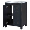 FURNIinspire Bathroom Storage Cabinets Vintage Small Bathroom Vanity With Ceramic Sink, Standing Home Storage Cabinet, Black, 18.3"*24"*33.8" - 2 of 4