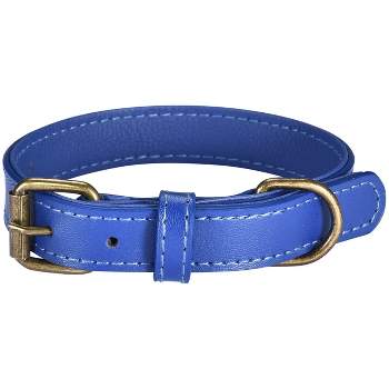 Black Rhino 1'' x 24'' Adjustable Leather Collars for Dogs-small-Blue