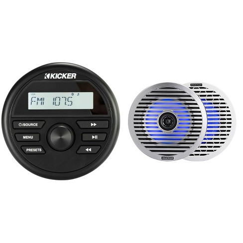 Kicker KMC2 Gauge Mount Marine Grade Receiver & 51KM614FL 6.5" Thin-Mount LED Speakers bundle - image 1 of 4