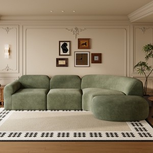 Christopher Knight Home Jace 111" Modern 4-Seater Upholstered Curved Sectional Sofa - 1 of 4