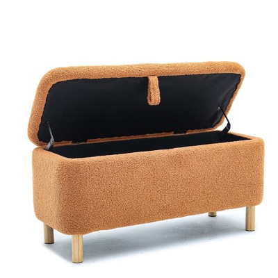 NicBex Boucle Fabric Storage Ottoman Bench,Upholstered Storage Ottoman with Storage Compartment,Modern Storage Bench for Living Room,Bedroom