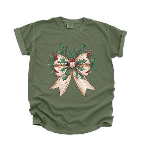 Simply Sage Market Women's Holly Leaves Coquette Short Sleeve Garment Dyed Tee - 1 of 4