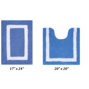 Hotel Bath Rug 100% Premium Cotton Tufted Weave Two Tone Reversible 2 Piece Bathroom Rug Set, Super Soft & Water Absorbent, Machine Washable Bathmat - 1 of 4