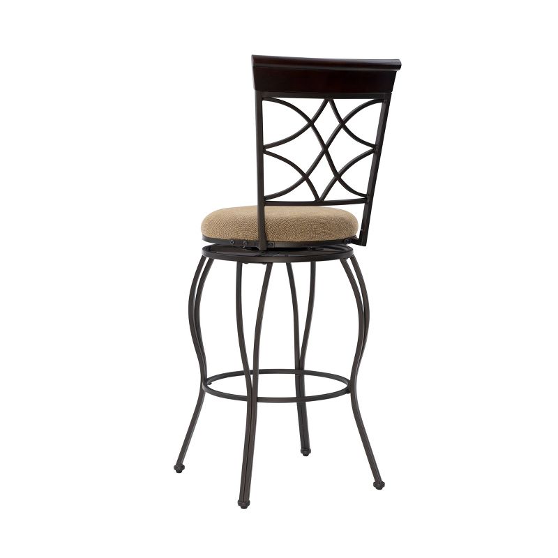 29.9&#34; Curves Back Swivel Seat Upholstery Barstool Metal/Brown - Linon, 6 of 14