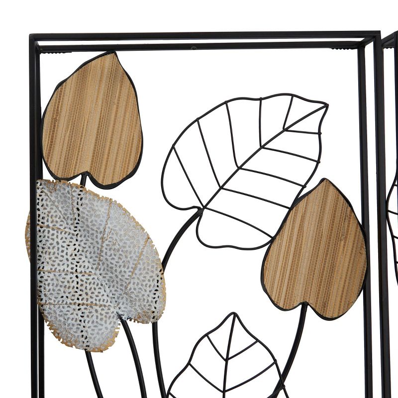 Set of 2 Metal Leaf Wall Decors with Black Frame Black - Olivia &#38; May, 3 of 7