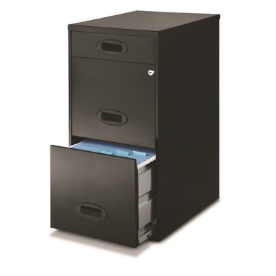 Steel Space Solutions 18" Deep 3 Drawer File Cabinet in Black-Hirsh Industries