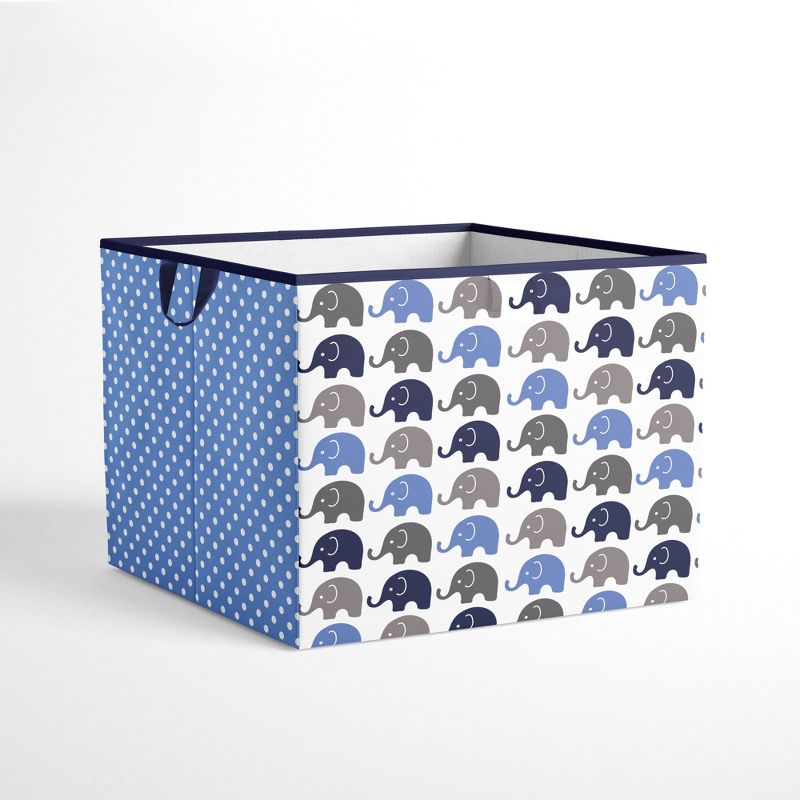 Bacati - Elephants Blue/Gray Storage Box Large, 1 of 5