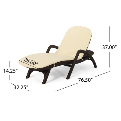 Beige Faux Wicker Outdoor Chaise Lounges with Cushions, Set of 2