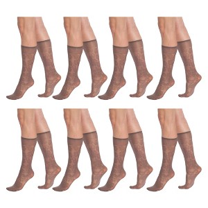 8 Pairs Sheer Knee High Socks for Women 15 Denier with Stay-Up Band One Size - 1 of 1