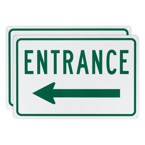 Unique Bargains Aluminum Reflective Rust Free Waterproof Left Arrow Entrance Sign 2 Pcs - 1 of 4