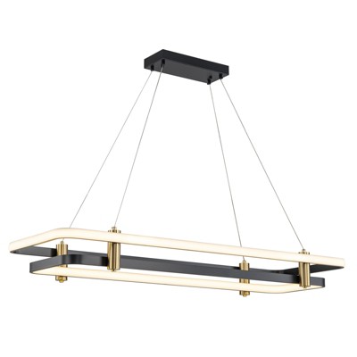 LLHZSY Double Layer Rectangular LED Chandelier 17 1/2" Wide Modern Light Fixture For Kitchen Island Dining Room
