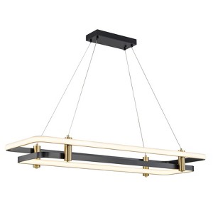 LLHZSY Double Layer Rectangular LED Chandelier 17 1/2" Wide Modern Light Fixture For Kitchen Island Dining Room - 1 of 4