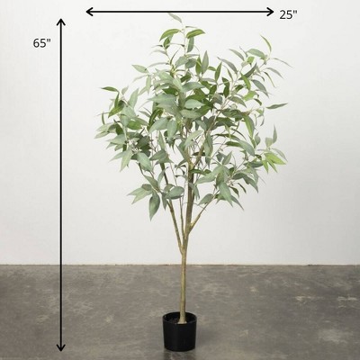 Elegant 61'' Potted Silk Eucalyptus Greenery Stems for Outdoor
