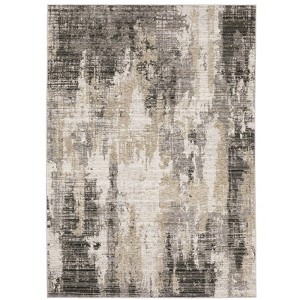 Nirvan Abstract Etchings Indoor Area Rug Gray/Beige - Captiv8e Designs - 1 of 4